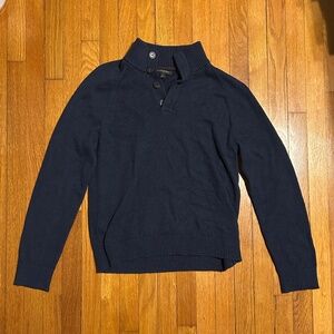Banana Republic Navy Button Mock Neck Sweater